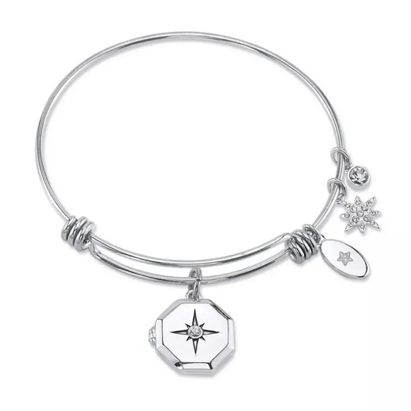 Star Locket Cubic Zirconia Adjustable Bangle Bracelet - Picture 1 of 2